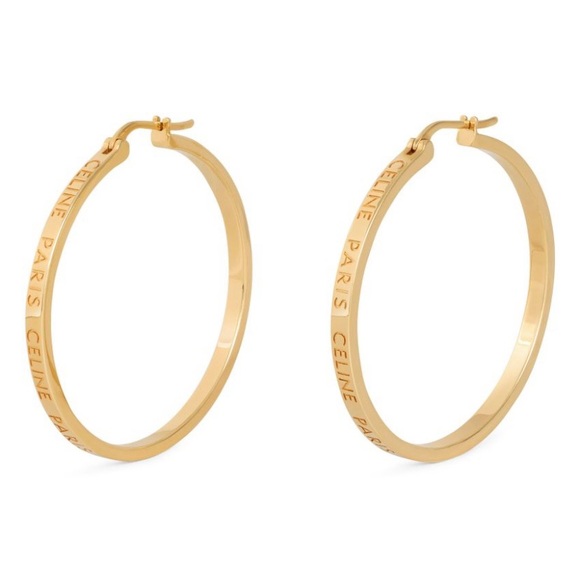 CELINE logo engraved hoop earrings - Picture 1 of 3